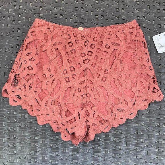 Free People Adella Lace Shorts in Copper - Picture 1 of 2